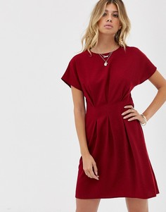 Платье мини с присборенными складками от талии ASOS DESIGN - Красный