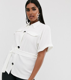 Фактурная рубашка с поясом и пуговицами Pink Clove - Белый