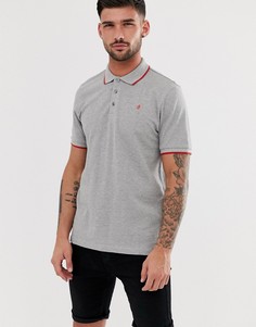 Серое поло с оранжевой окантовкой Burton Menswear - Серый