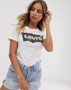 Футболка с логотипом в виде летучей мыши с цветочным принтом Levis - Белый Levis®