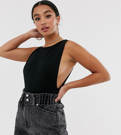 Черное боди с высоким воротом и заниженными проймами ASOS DESIGN Petite - Черный