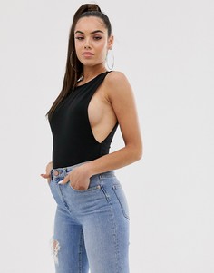 Черное боди с высоким воротом и глубокими проймами ASOS DESIGN - Черный