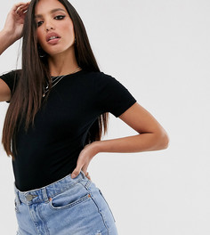 Черное боди-футболка облегающего кроя в рубчик ASOS DESIGN Tall - Черный