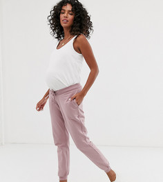 Базовые джоггеры с посадкой под животом и поясом на шнурке ASOS DESIGN Maternity - Фиолетовый