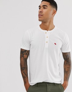 Белая футболка хенли с логотипом Abercrombie & Fitch - Белый