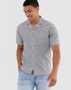 Серая рубашка в полоску с короткими рукавами и отложным воротником Jack & Jones Premium - Серый