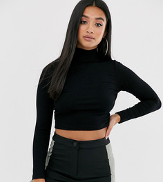 Черный кроп-топ с длинными рукавами ASOS DESIGN Petite - Черный