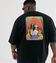 Футболка-oversize с принтом таинственной леди сзади ASOS DESIGN Plus - Черный