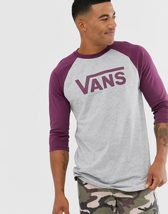 Бордовый лонгслив с рукавами реглан серого цвета Vans - Серый