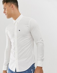 Белая поплиновая рубашка с логотипом Abercrombie & Fitch - Белый
