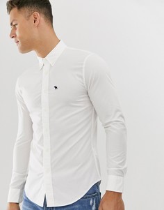 Белая поплиновая рубашка с логотипом Abercrombie & Fitch - Белый