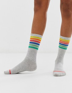 Серые носки в рубчик с полосками Monki - Серый