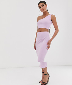 Комплект из кроп-топа на одно плечо и юбки миди сиреневого цвета Missguided - Розовый