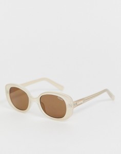 Круглые солнцезащитные очки в оправе кремового цвета Quay Australia - Кремовый