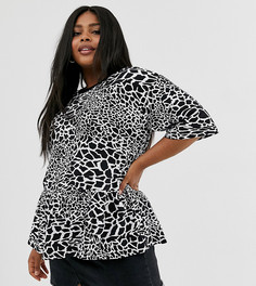 Свободный топ с анималистичным принтом ASOS DESIGN Curve - Мульти