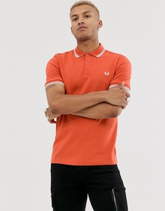 Оранжевое поло с двойной окантовкой Fred Perry - Оранжевый