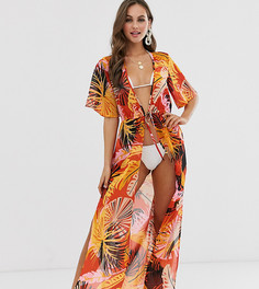 Пляжное платье с завязкой на талии и тропическим принтом Influence - Мульти