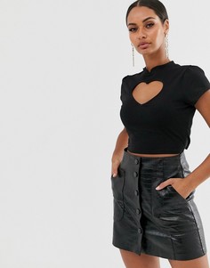 Черный топ с вырезом и воротником-стойкой ASOS DESIGN - Черный