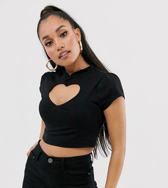 Черный топ с вырезом в форме сердца ASOS DESIGN Petite - Черный