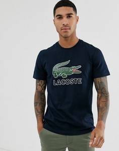 Темно-синяя футболка с большим логотипом Lacoste - Темно-синий