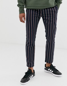 Темно-синие брюки в полоску Topman - Темно-синий