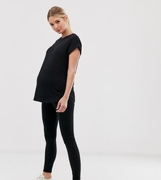 Черные леггинсы в рубчик с завышенной талией New Look Maternity - Черный