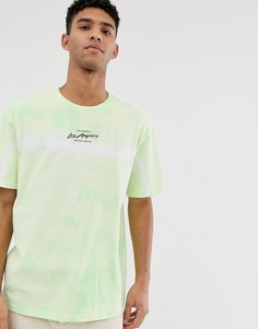 Зеленая футболка с надписью LA и принтом тай-дай Topman - Зеленый