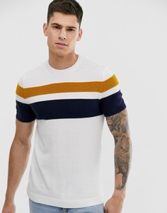 Белая узкая трикотажная футболка в полоску River Island - Белый