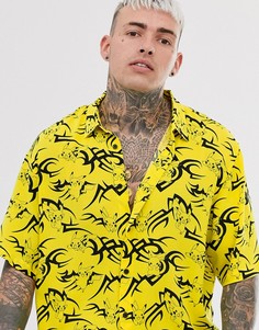 Желтая футболка с короткими рукавами и принтом Покемон Bershka - Желтый