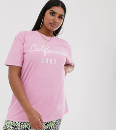 Эксклюзивная розовая oversize-футболка с надписью Missguided Plus - Розовый