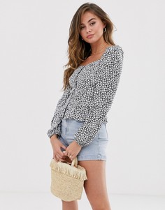 Топ с квадратным вырезом и принтом New Look - Синий