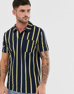 Темно-синее поло в полоску с воротником в виде лацканов Jack & Jones Originals - Темно-синий