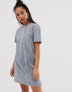 Серое платье мини с эффектом кислотной стирки Bershka - Серый