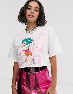 Белая футболка с принтом Bershka - Белый