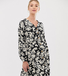 Свободное платье на пуговицах в цветочек New Look Maternity - Черный