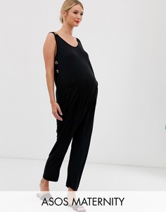 Комбинезон в минималистском стиле с пуговицами ASOS DESIGN Maternity - Черный