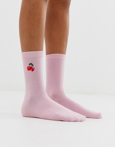 Розовые носки из органического хлопка с логотипом Monki - Розовый