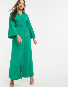 Зеленое платье-кимоно макси с запахом Missguided - Зеленый