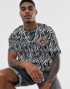 Футболка с черно-белым зебровым принтом Bershka - Мульти