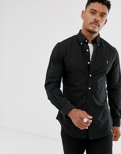 Черная окрашенная оксфордская рубашка приталенного кроя с логотипом Polo Ralph Lauren - Черный