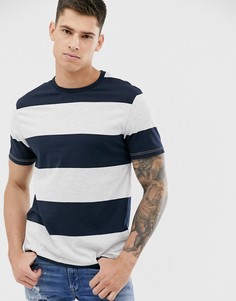 Темно-синяя футболка в полоску Burton Menswear - Темно-синий