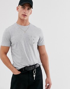 Серая футболка с тропическим принтом на кармане Threadbare - Серый