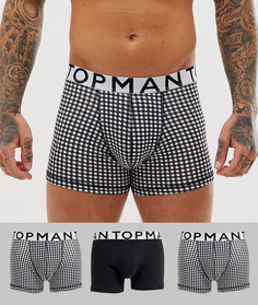 Набор из 3 боксеров-брифов с монохромным принтом Topman - Черный