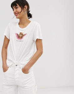 Белая oversize-футболка с кошкой Monki - Белый