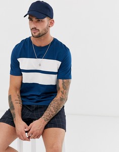 Бело-синяя футболка из органического хлопка Burton Menswear - Синий
