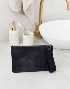 Черный вельветовый кошелек на молнии Monki - Черный