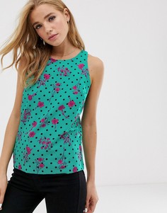 Топ без рукавов в горошек и с цветочным принтом Glamorous - Мульти