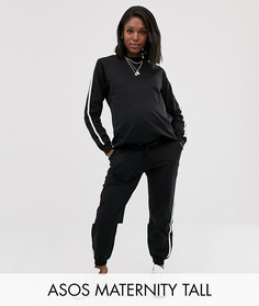 Спортивный костюм со свитшотом и джоггерами с заниженной талией на завязке ASOS DESIGN Maternity Tall - Черный
