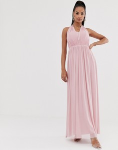 Шифоновое платье макси с халтером Lipsy - Розовый