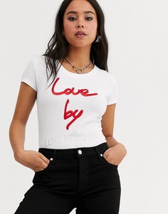 Приталенная футболка с логотипом Love Moschino love by - Белый